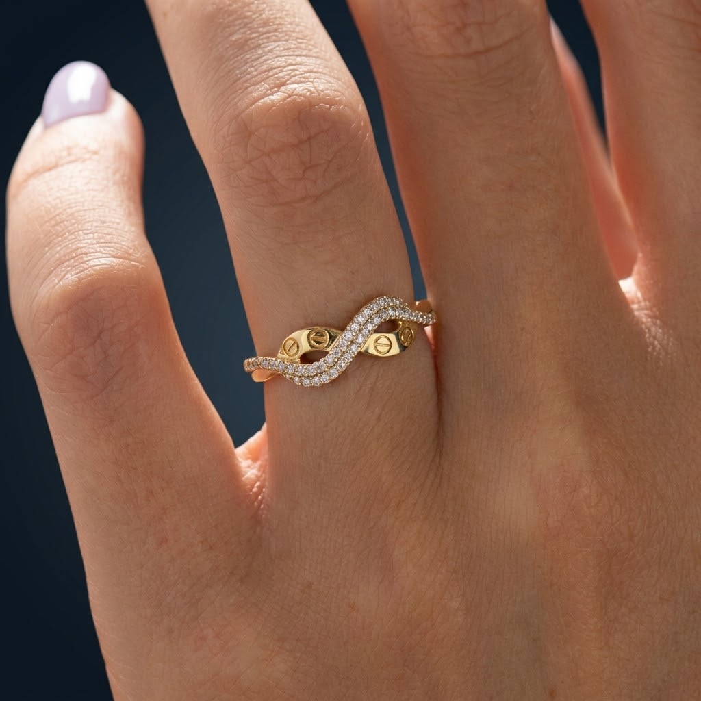 Anillo Infinito California — Oro 10k con CZ corte Diamante