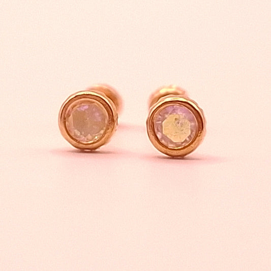 Aretes tornasol de oro sólido 10k con Circonia Suiza corte Diamante