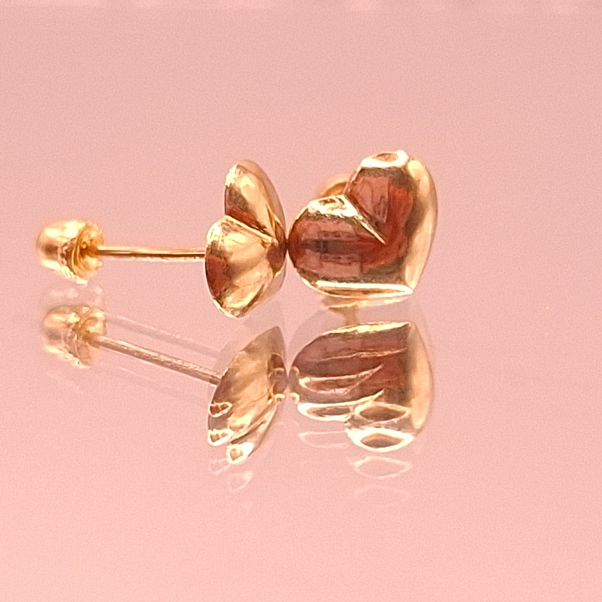 Aretes Corazón Abultado Oro Amarillo 10k