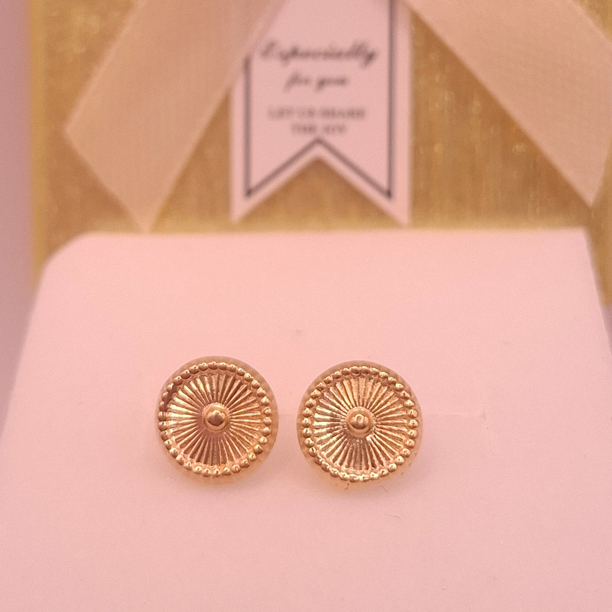 Aretes Sol Radiante Oro 10k