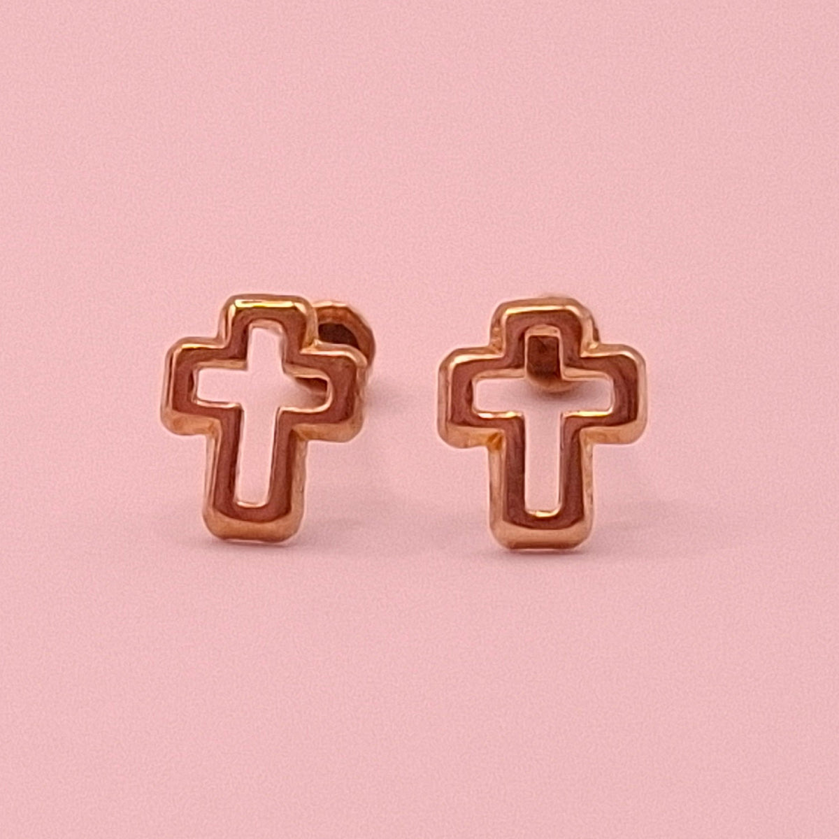 Aretes Cruz Santa Oro 10k