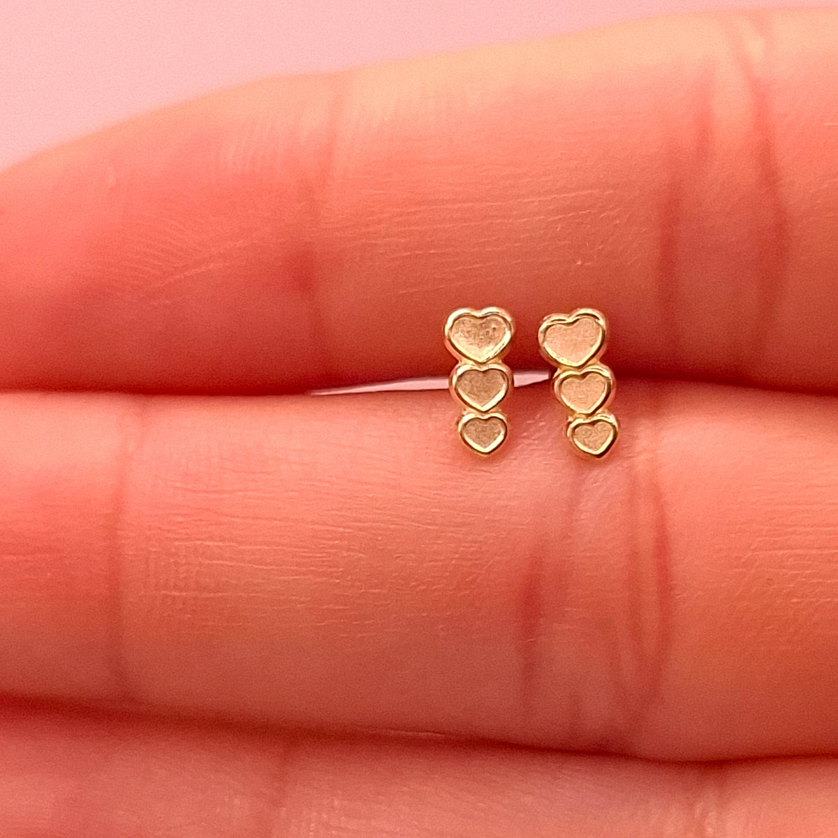 Aretes Corazón Triple Oro 10k