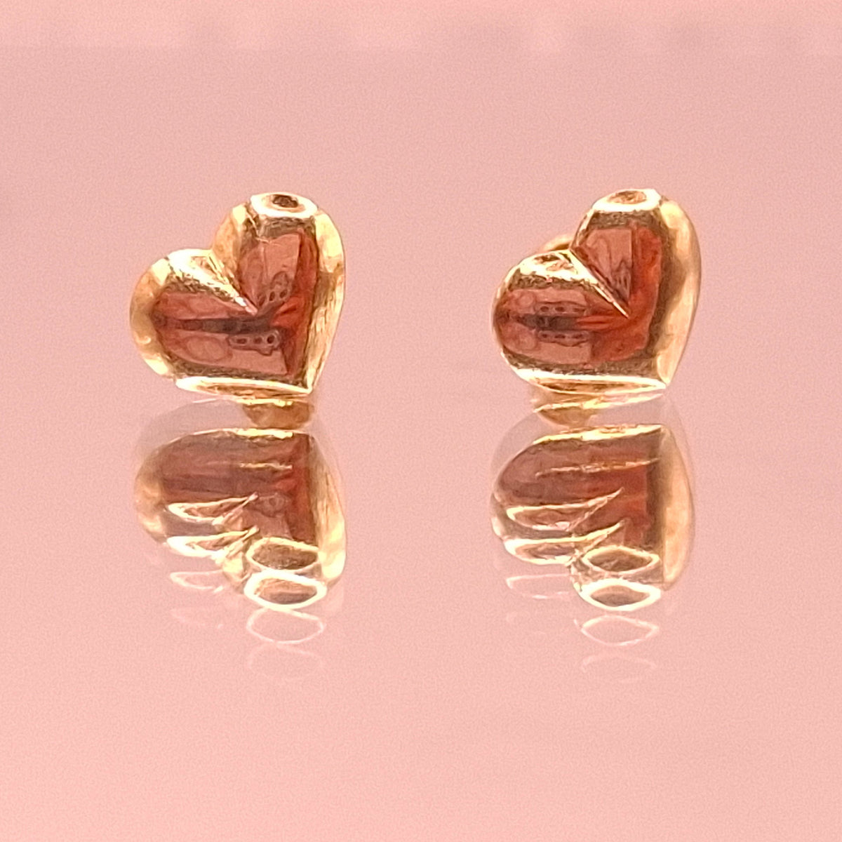 Aretes Corazón Abultado Oro Amarillo 10k