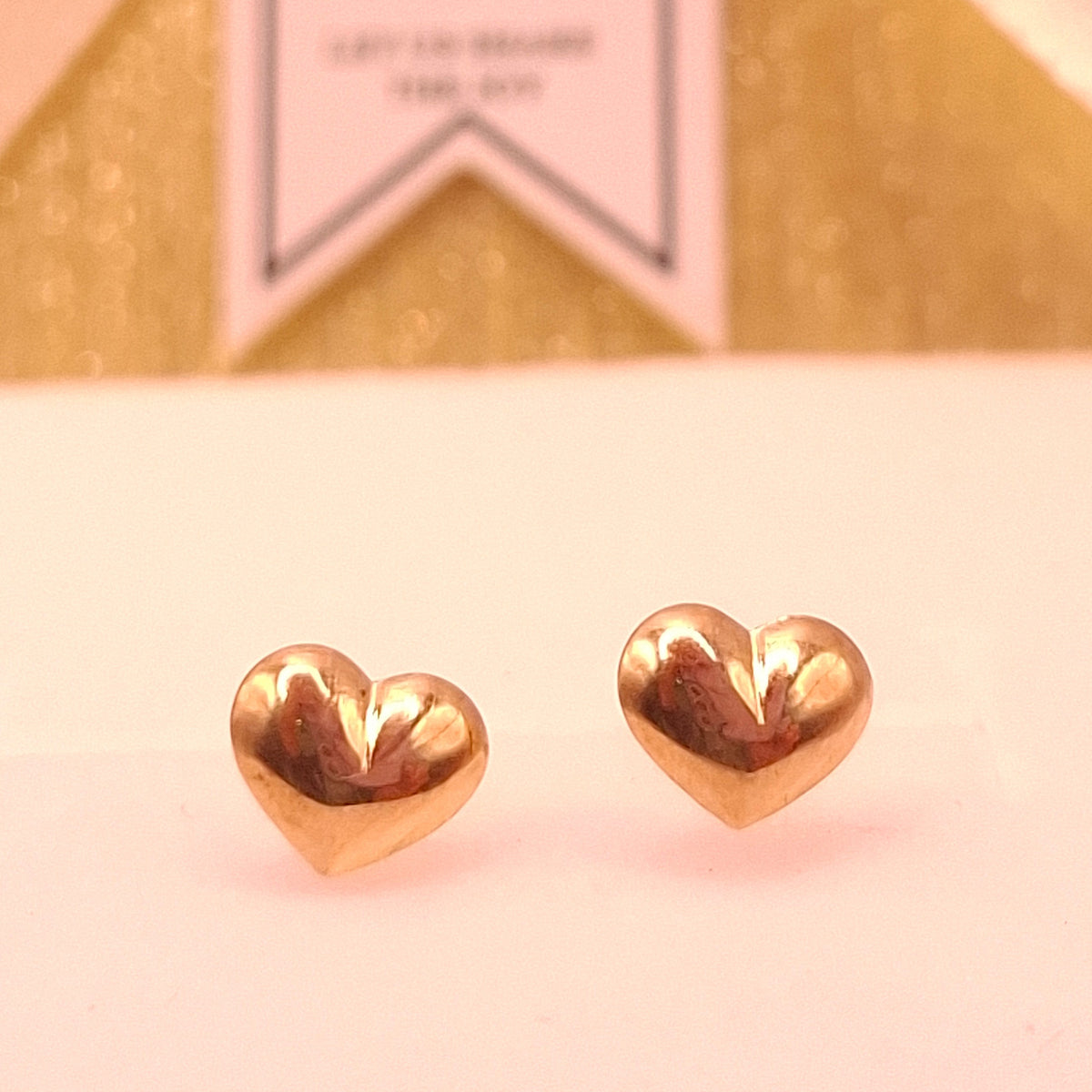 Aretes Corazón Abultado Oro Amarillo 10k