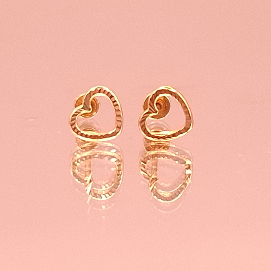 Aretes Bisel Corazón en Oro 10k