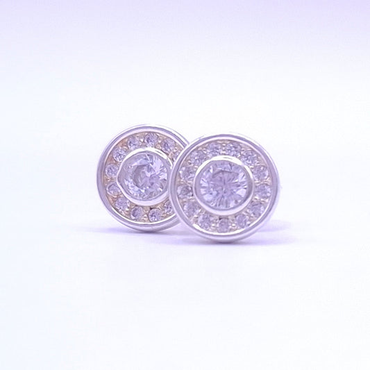 Aretes Sol CZ  Plata