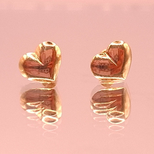 Aretes Corazón Abultado Oro Amarillo 10k