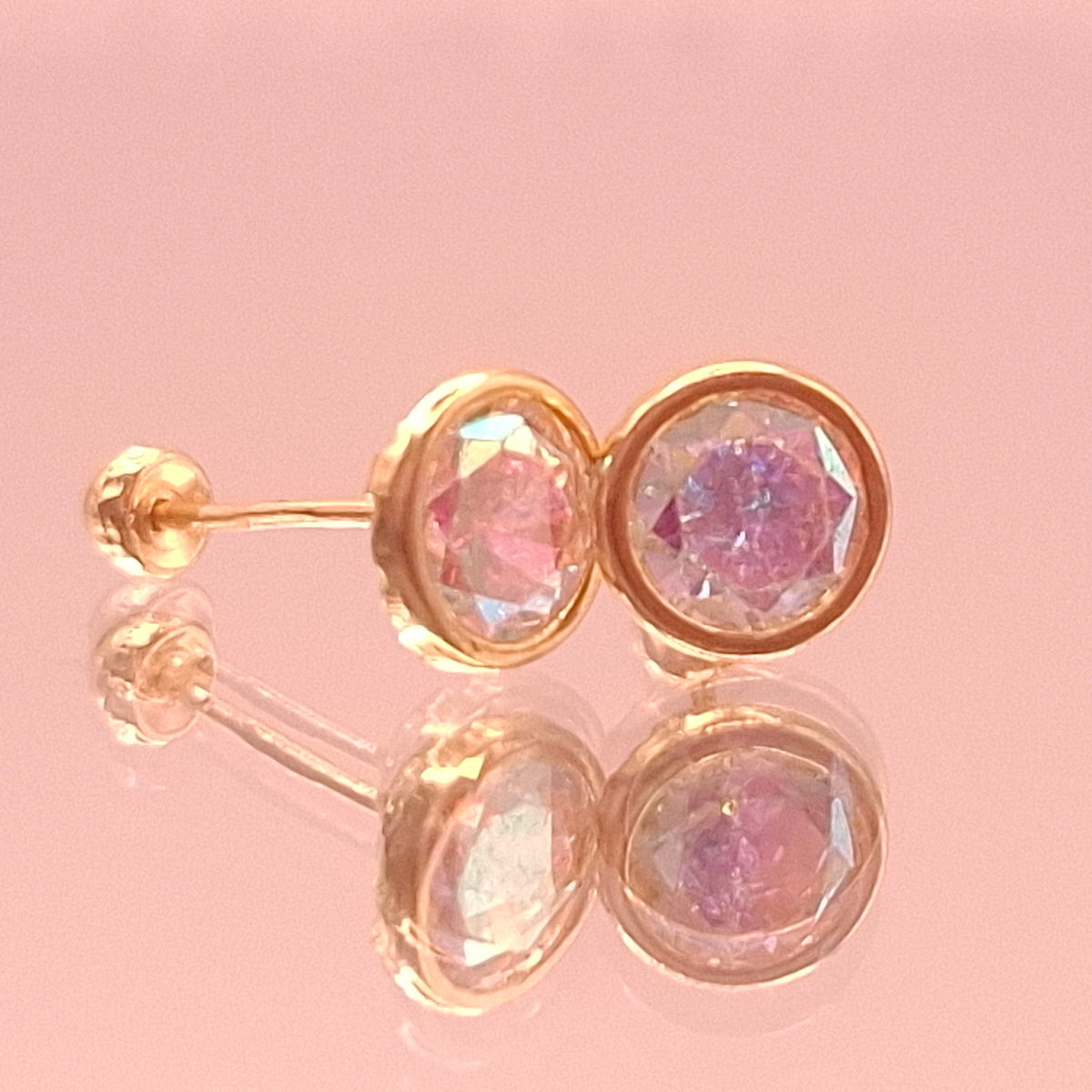 Aretes Tornasol de Oro 10K con CZ