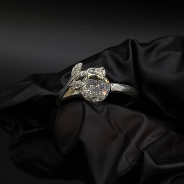 Anillo Promesa una Rosa CZ Blanca Plata