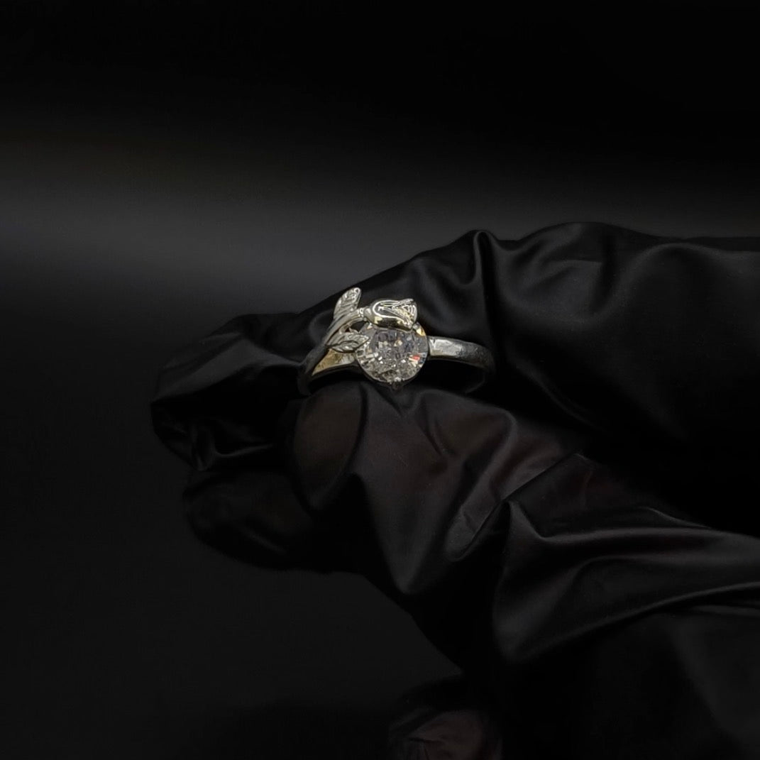 Anillo Promesa una Rosa CZ Blanca Plata