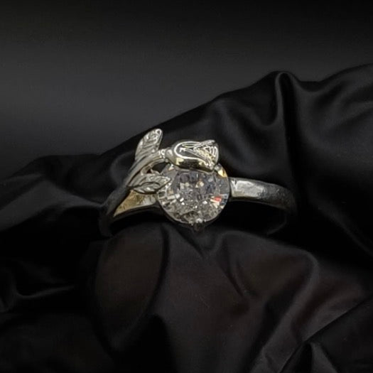 Anillo Promesa una Rosa CZ Blanca Plata