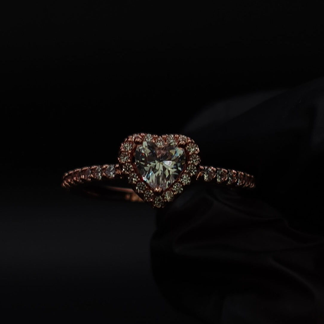 Anillo Corazón Promesa CZ Blanca Plata Bermeil