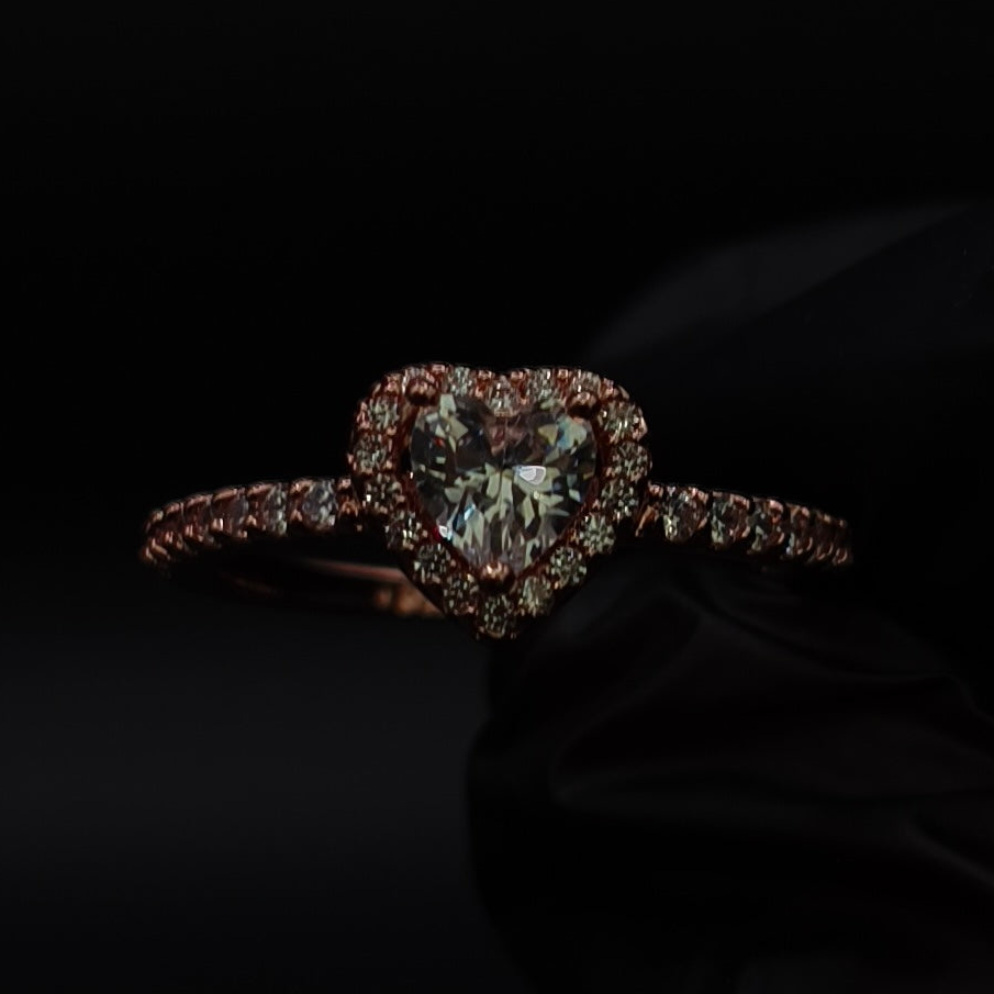 Anillo Corazón Promesa CZ Blanca Plata Bermeil