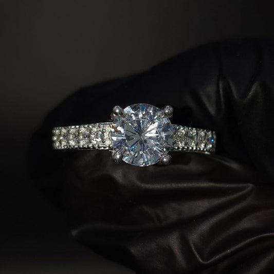 Anillo Promesa CZ Blanca Plata