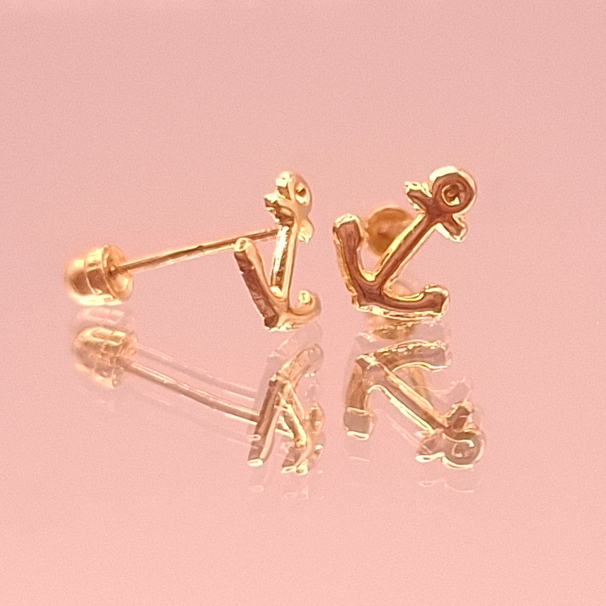 Aretes de Ancla Oro 10k